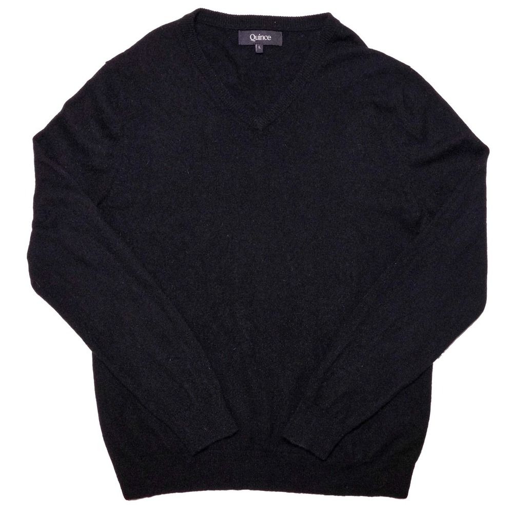 QUINCE‎ Mongolian Cashmere V-Neck Sweater Black LB3604-SGK001 Men's Large L